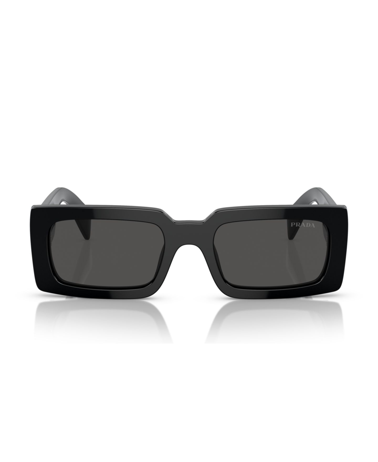 Женские солнцезащитные очки PRADA Lettering Rectangular Sunglasses, PR A07S, цвет: Чёрный — фото 5