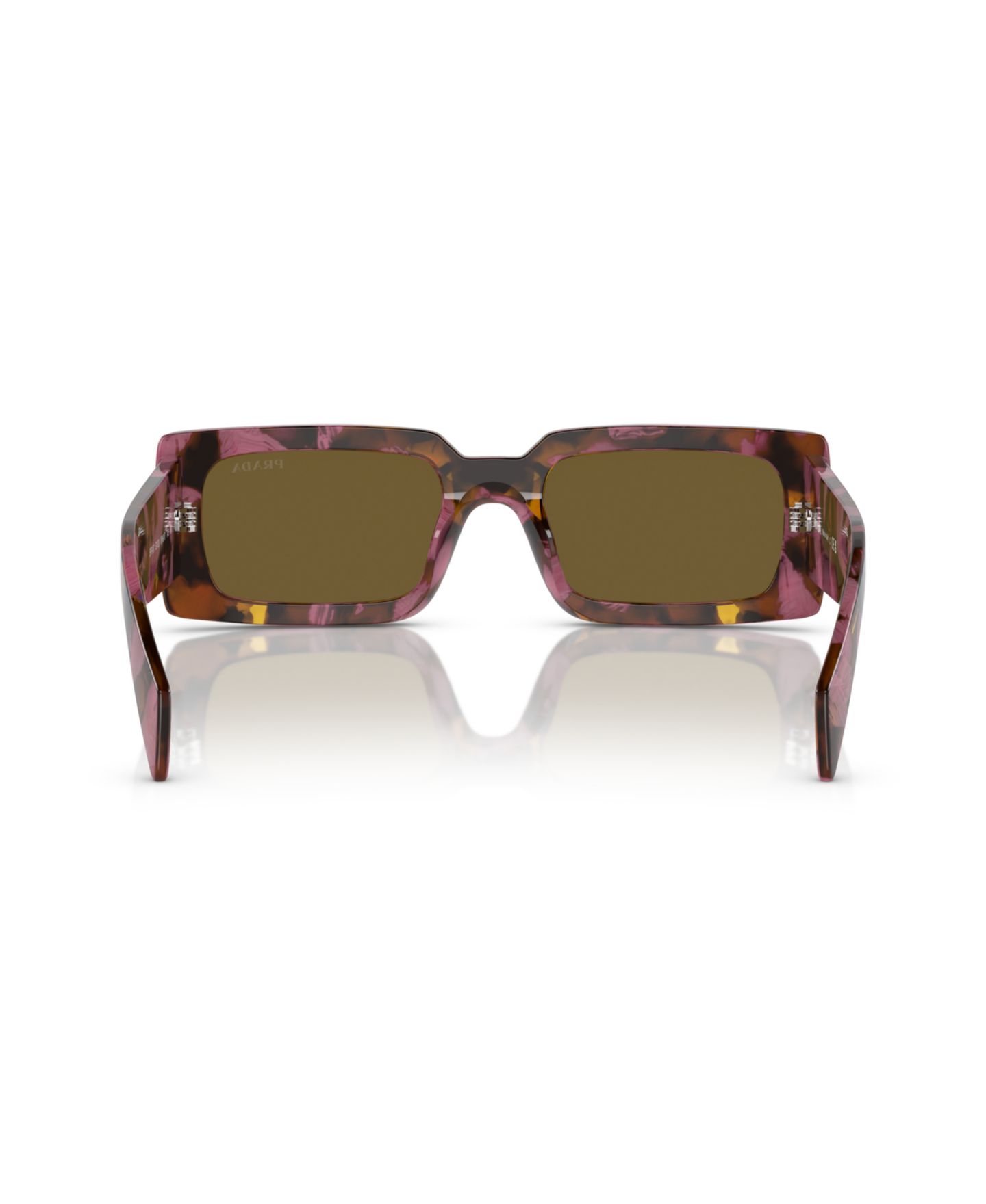 Женские солнцезащитные очки PRADA Lettering Rectangular Sunglasses, PR A07S, цвет: Красное дерево — фото 3