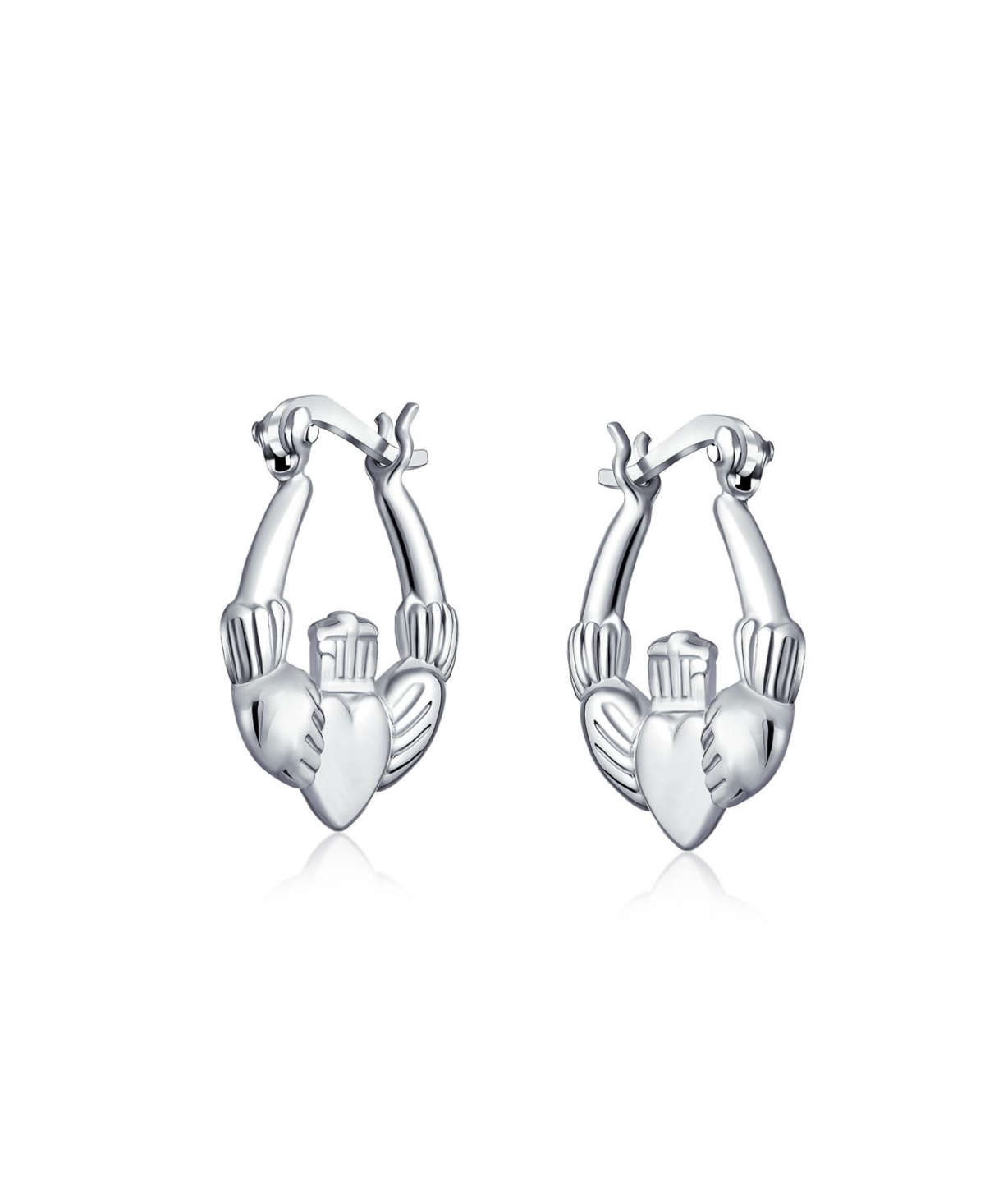Bling Jewelry Bff Love Lightweight Heart Celtic Irish Friendship Claddagh Hoop Earrings For Women For Sterling Silver .5 Diameter