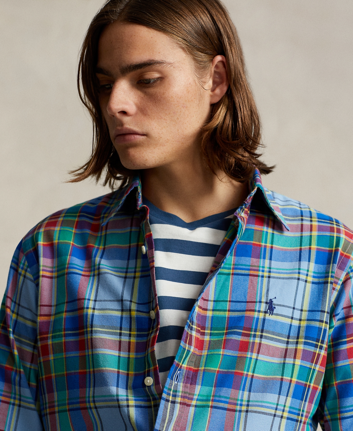 Polo Ralph Lauren Men's Classic-Fit Plaid Oxford Shirt -red Multi