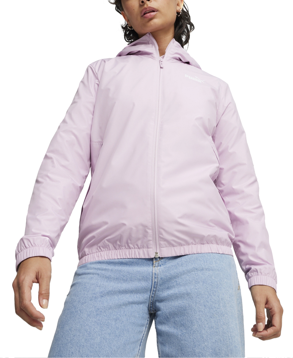 Puma Women's Essentials Hooded Windbreaker Jacket In Grape Mist