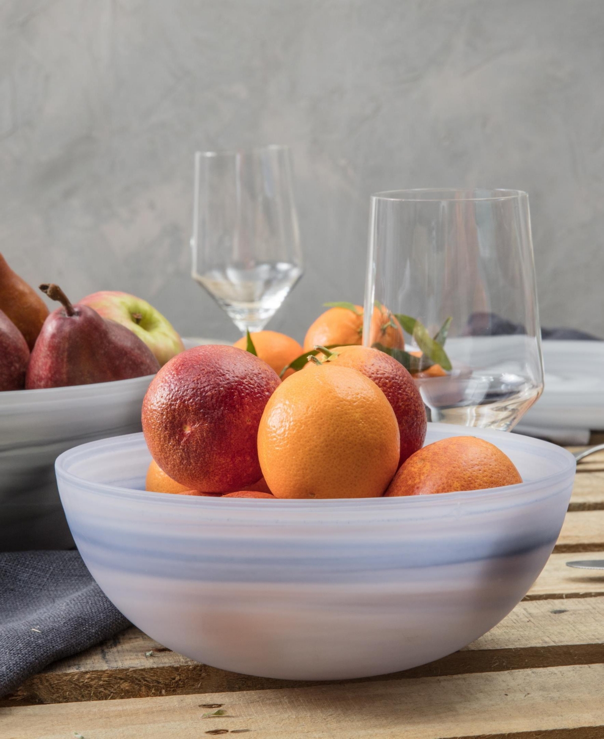 Fortessa La Jolla Glass Large Salad Bowls, Set Of 4 In Grey