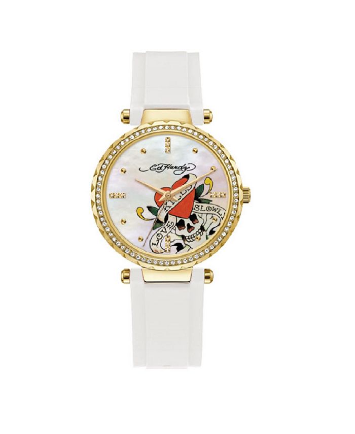 Ed hardy white 2025 women's watch