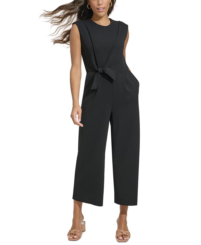 Calvin Klein Women's Tie-Waist Sleeveless Jumpsuit - Macy's