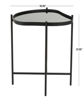 19" x 19" x 21" Metal Abstract Wavy X-Shaped Base Accent Table