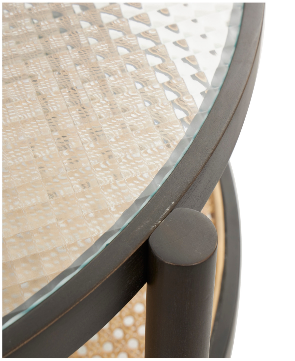 Rosemary Lane 34" X 34" X 17" Rattan Pressed Tempered Glass Top Coffee Table In Brown