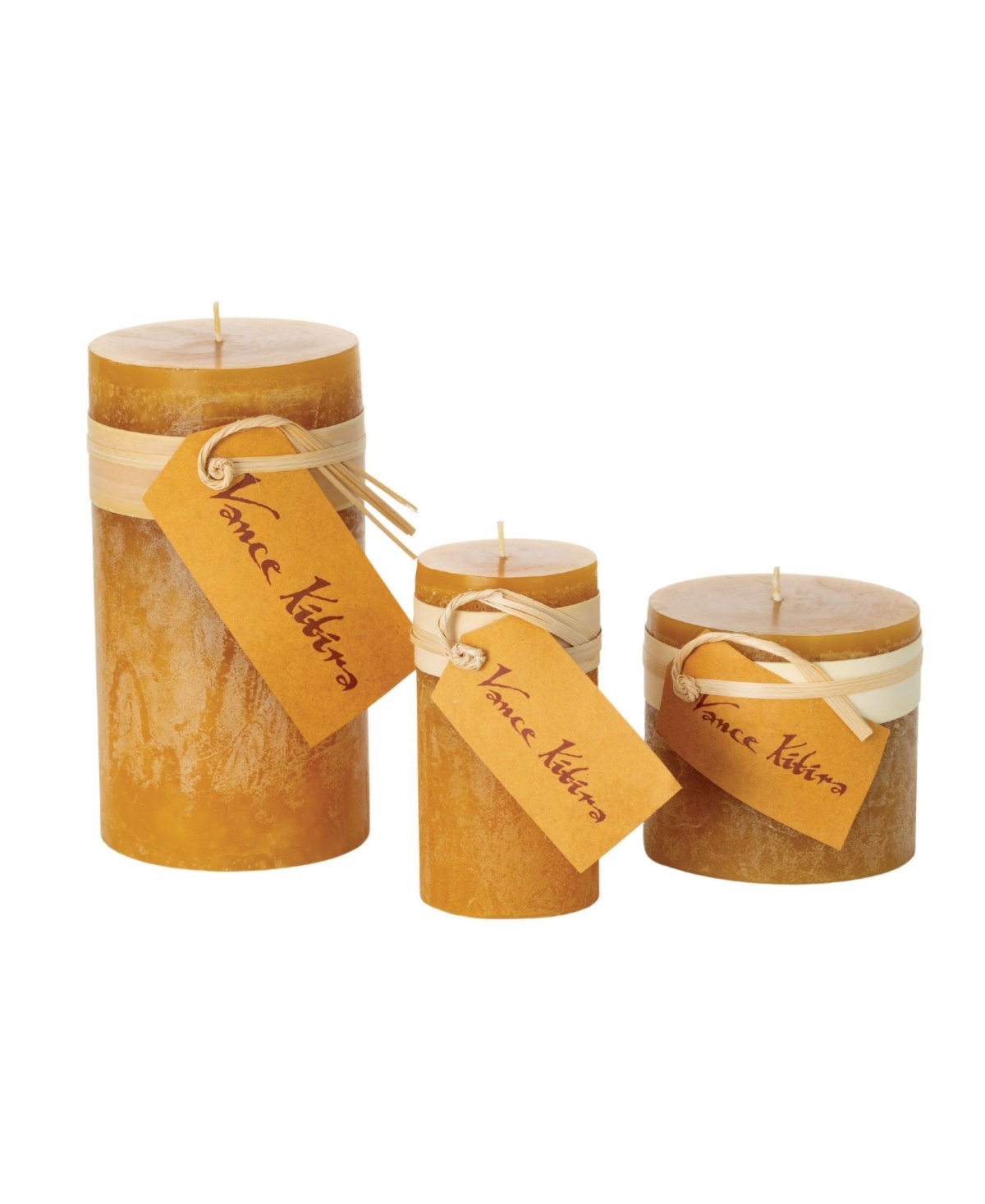 Shop Vance Kitira Timber Pillar Candles, Set Of 3 In Brown Sugar