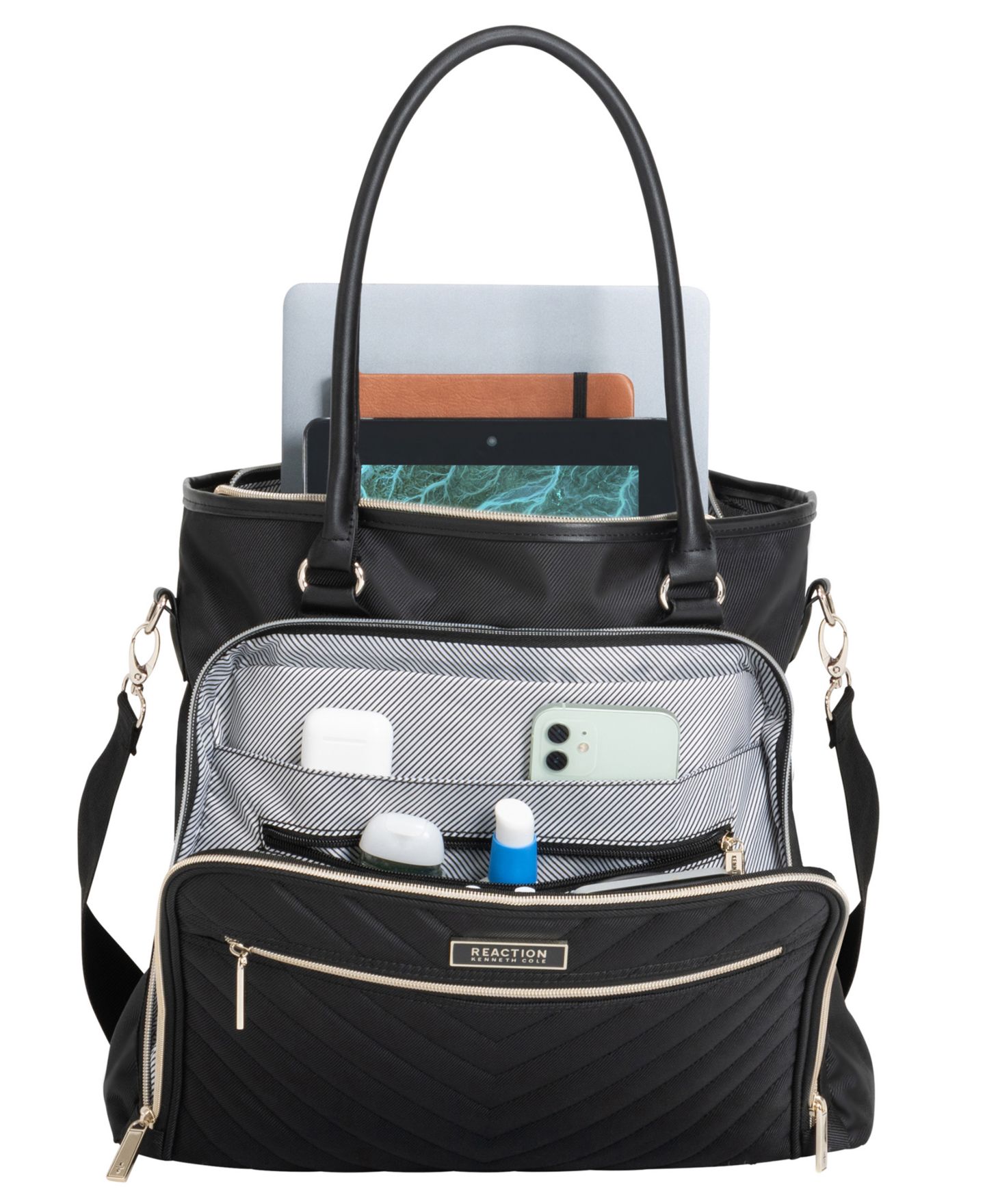 Чемоданы Kenneth Cole Reaction Madison Square Hardside Chevron Expandable Luggage, 2-Piece 20" Carry-On and Tote, цвет: Чёрный — фото 6