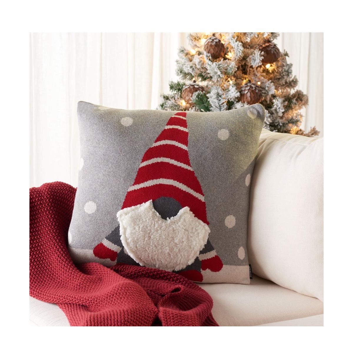Peppermint Elves Pillow -red