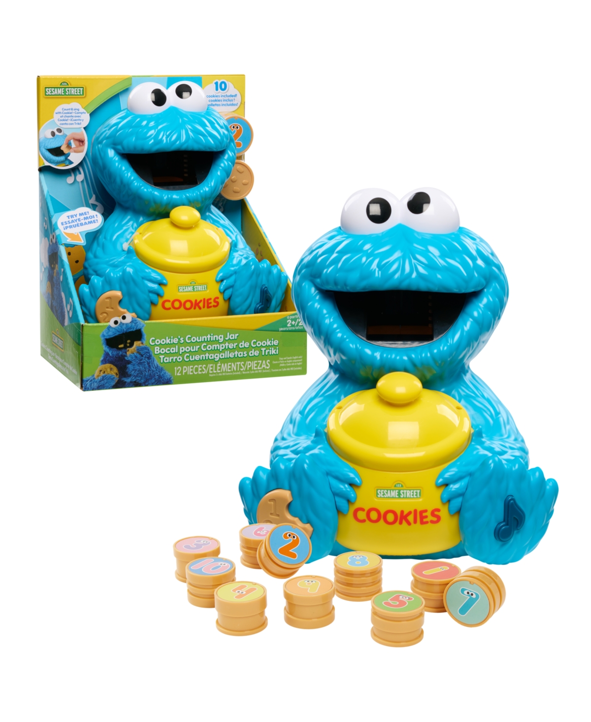 Sesame Street Kids' Cookie's Counting Jar, 12-pieces, 20 Plus Phrases And Sounds In Multi