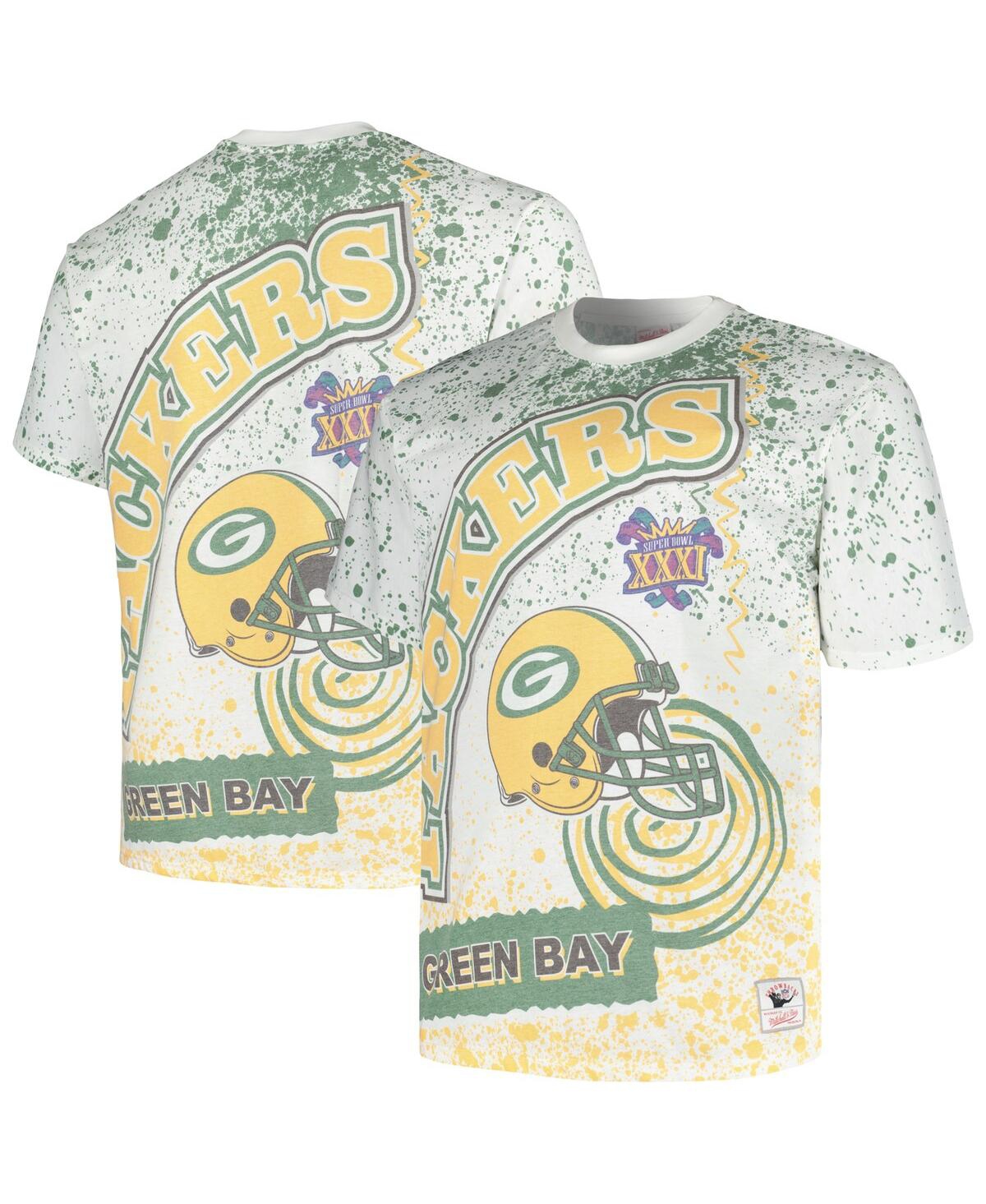 Shop Mitchell & Ness Men's  White Green Bay Packers Big And Tall Allover Print T-shirt