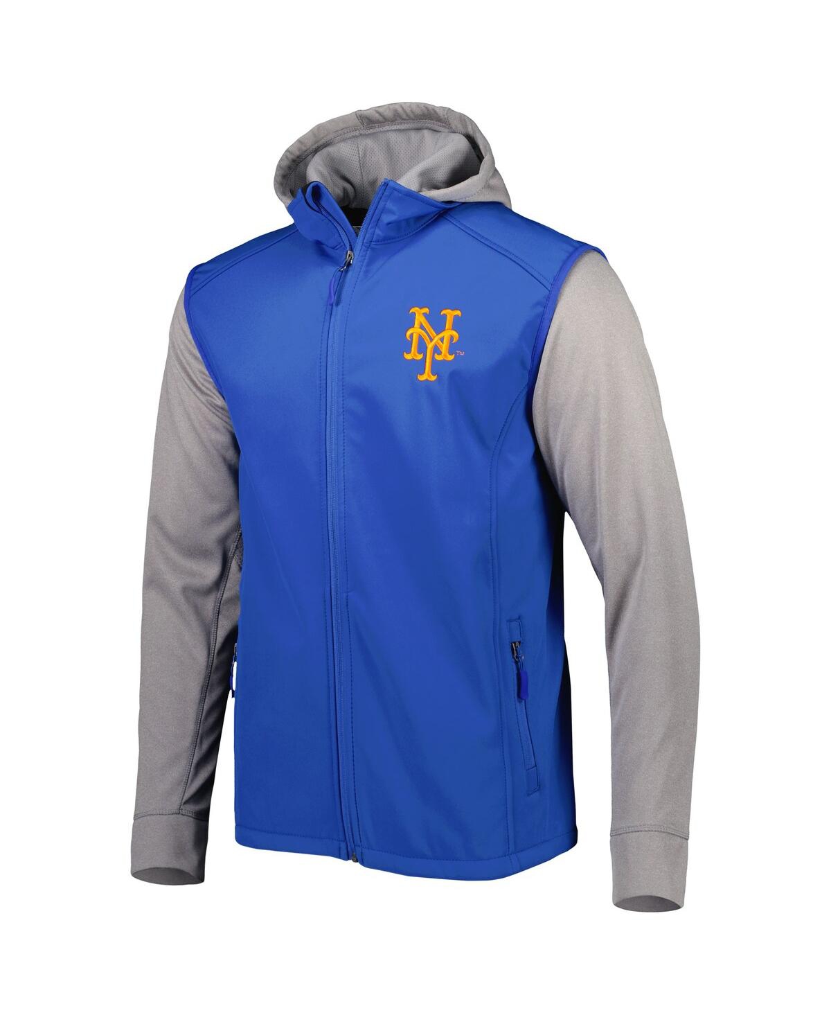 DUNBROOKE MEN'S DUNBROOKE ROYAL, HEATHER GRAY NEW YORK METS ALPHA FULL-ZIP JACKET 