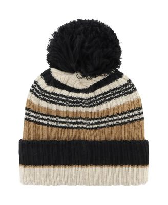 Women's Khaki Michigan Wolverines Barista Cuffed Knit Hat with Pom