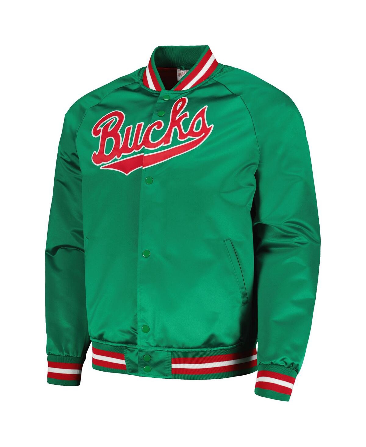 Mitchell & Ness Men's  Green Milwaukee Bucks Hardwood Classics Throwback Wordmark Raglan Full-snap Ja In Green