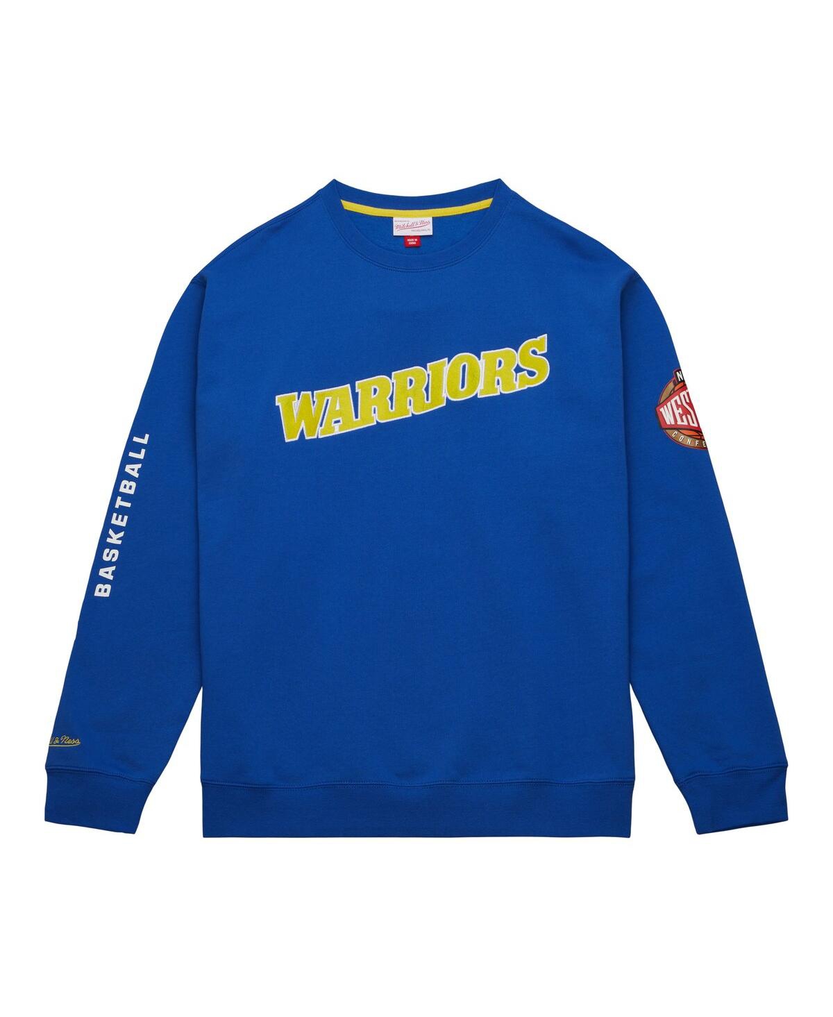 Men's Mitchell & Ness Royal Golden State Warriors Hardwood Classics There and Back Pullover Sweatshirt