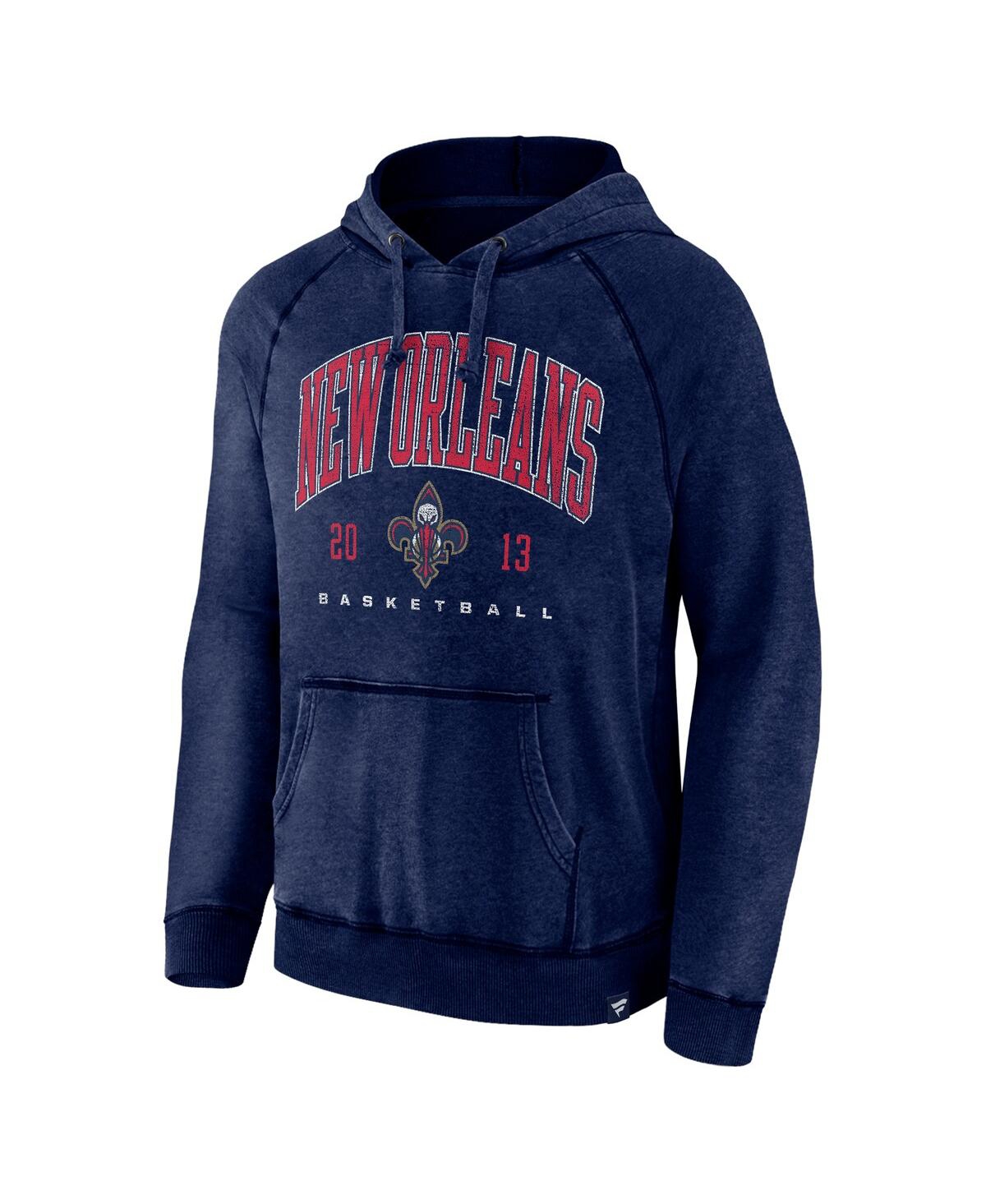 Fanatics Branded Heather Navy New Orleans Pelicans Foul Trouble Snow Wash Raglan Pullover Hoodie In Heather Navy