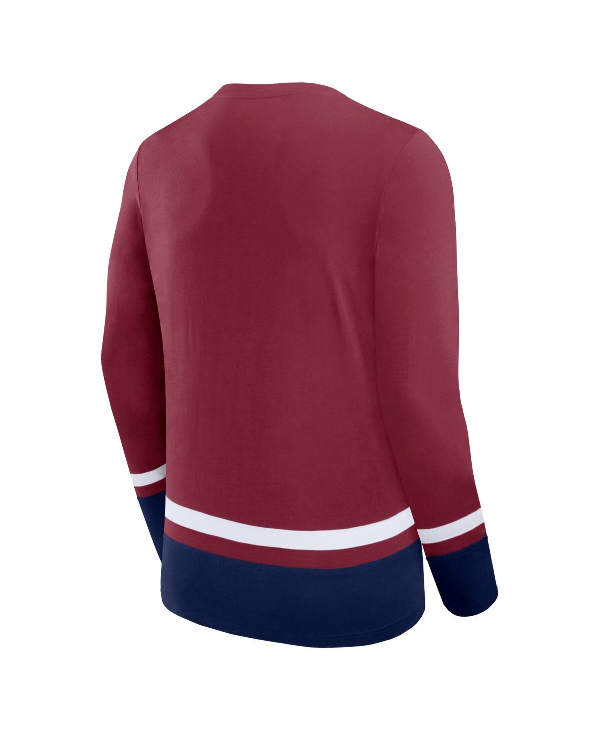 Men's FanaticsColorado Avalanche Back Pass Lace-Up Long Sleeve T-shirt - Burgundy