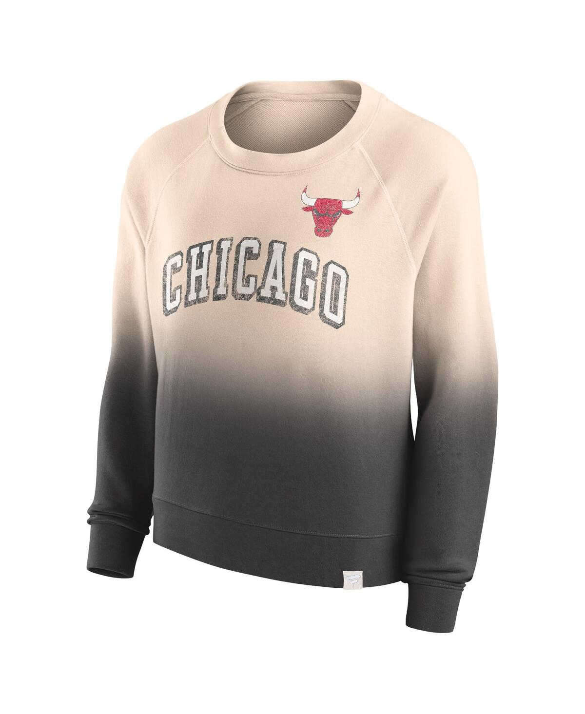Women's Fanatics Black Distressed Chicago Bulls Lounge Arch Raglan Pullover Sweatshirt - Black