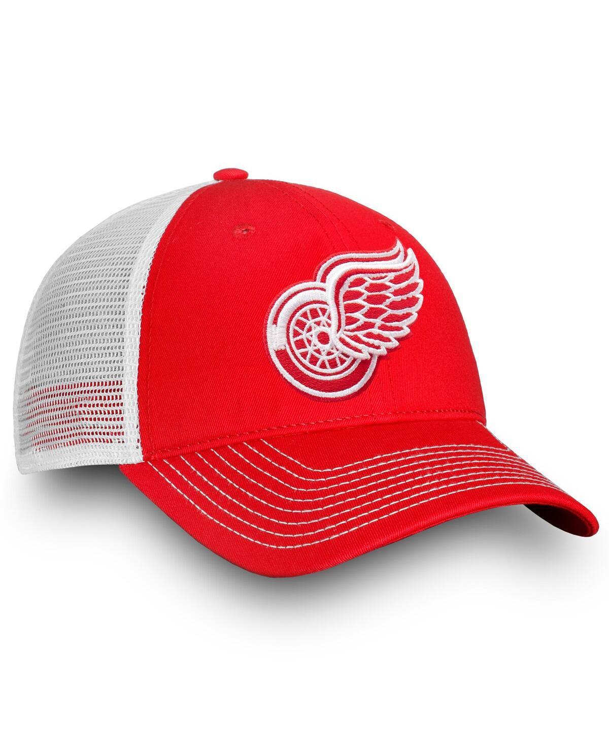 Fanatics Men's  Red, White Detroit Red Wings Slouch Core Primary Trucker Snapback Hat In Red