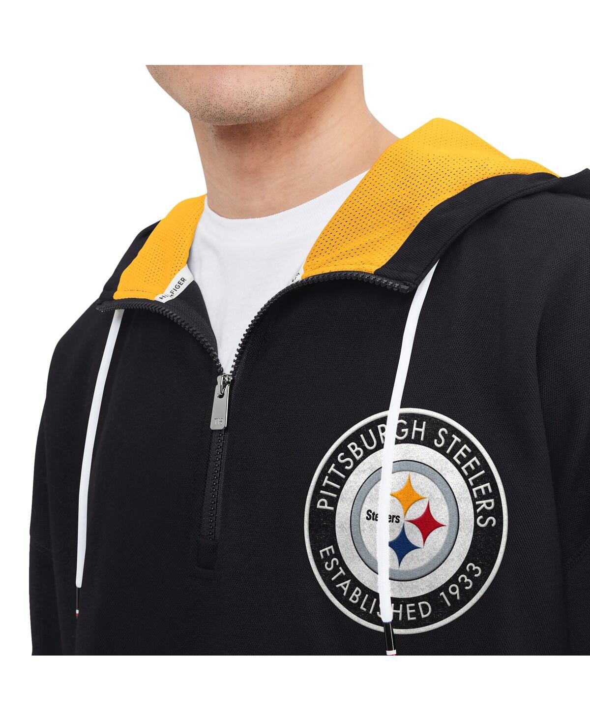 Shop Tommy Hilfiger Men's  Black Pittsburgh Steelers Aaron Quarter-zip Hoodie