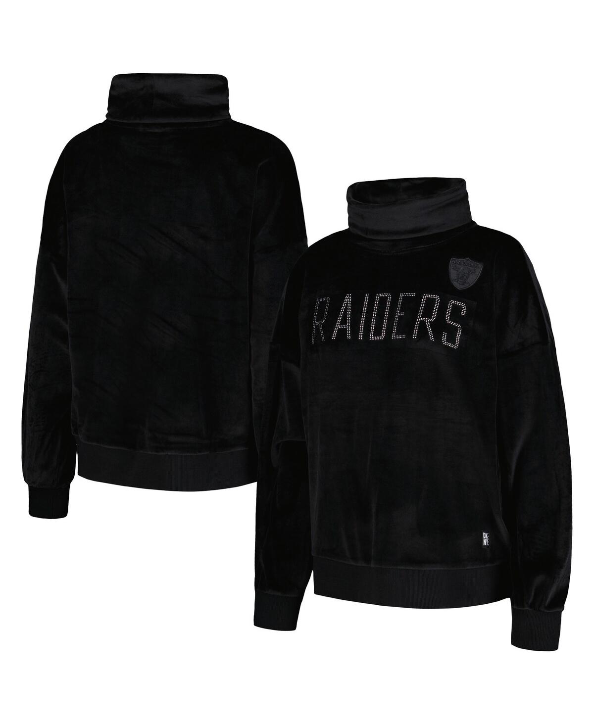 Shop Dkny Women's  Sport Black Las Vegas Raiders Deliliah Rhinestone Funnel Neck Pullover Sweatshirt