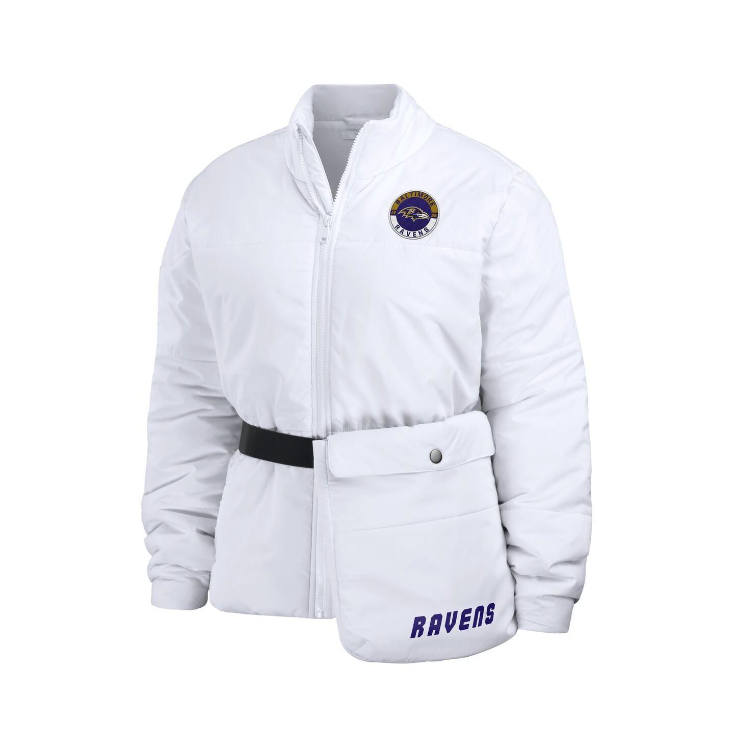 Женская куртка WEAR by Erin Andrews White Baltimore Ravens Packaway Full-Zip Puffer — фото 2