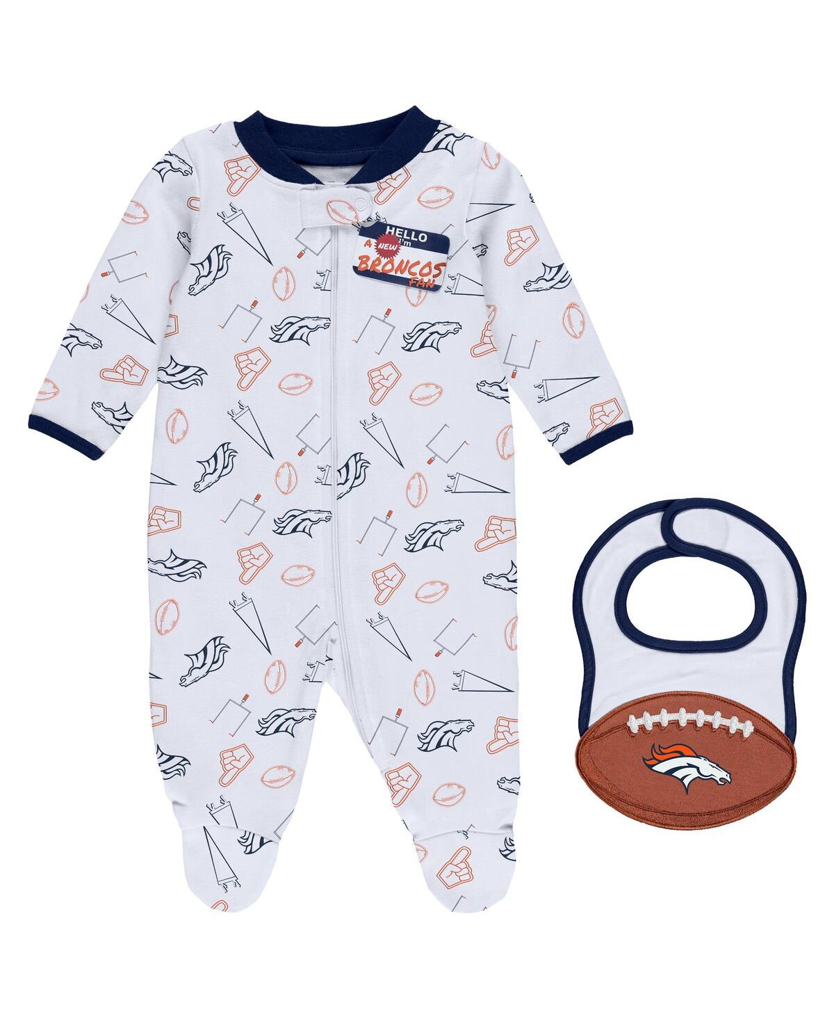 Wear By Erin Andrews Baby Boys And Girls  White Denver Broncos Sleep And Play Full-zip Sleeper And Bi