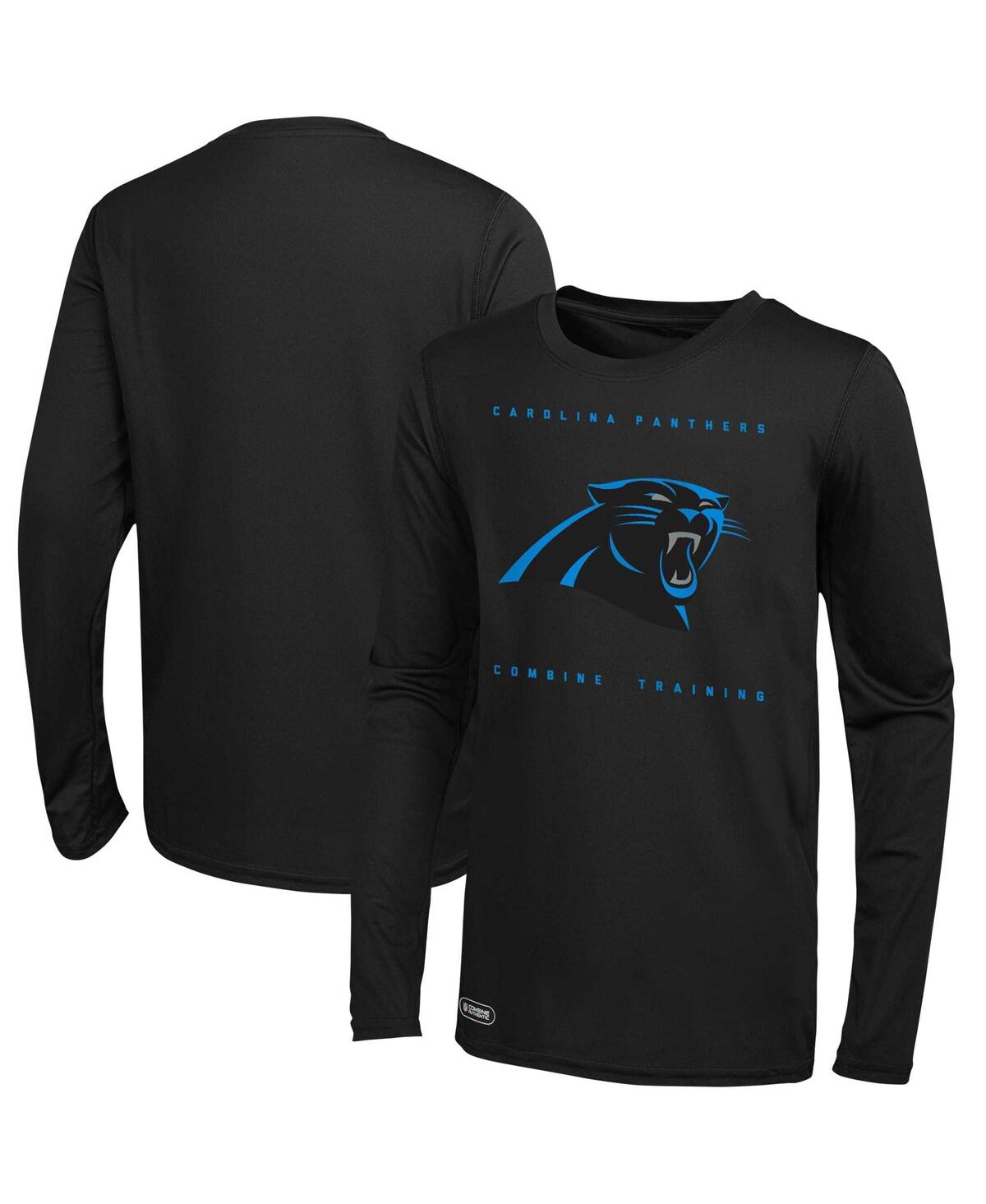 Men's Black Carolina Panthers Side Drill Long Sleeve T-shirt - Black