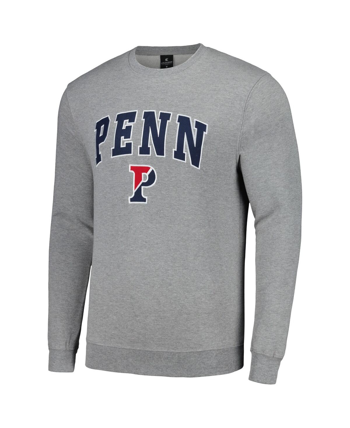 Colosseum Men's  Heather Gray Pennsylvania Quakers Arch And Logo Pullover Sweatshirt In Heather Gray