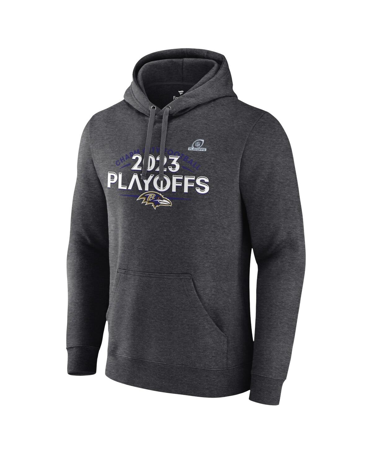 Men's FanaticsBaltimore Ravens 2023 Nfl Playoffs Fleece Pullover Hoodie - Heather Charcoal
