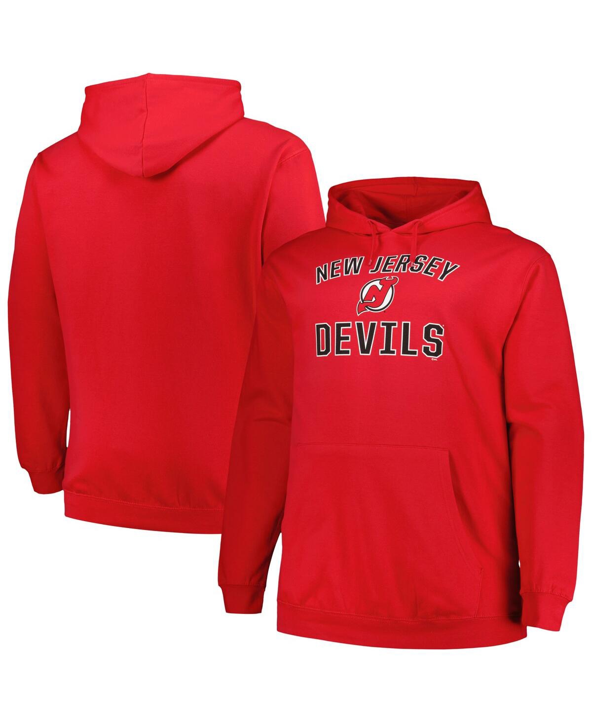 Shop Profile Men's  Red New Jersey Devils Big And Tall Arch Over Logo Pullover Hoodie