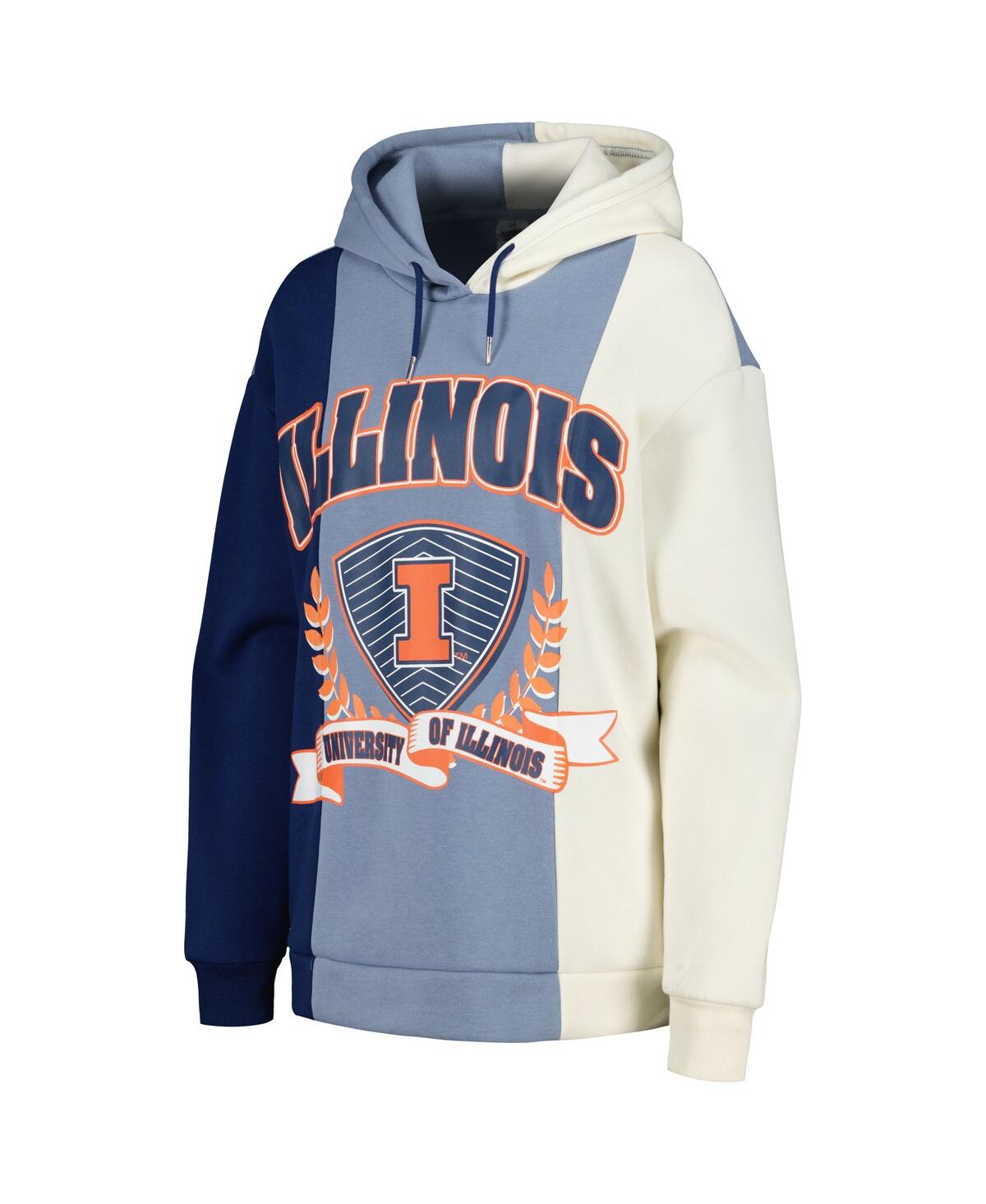Shop Gameday Couture Women's  Navy Illinois Fighting Illini Hall Of Fame Colorblock Pullover Hoodie