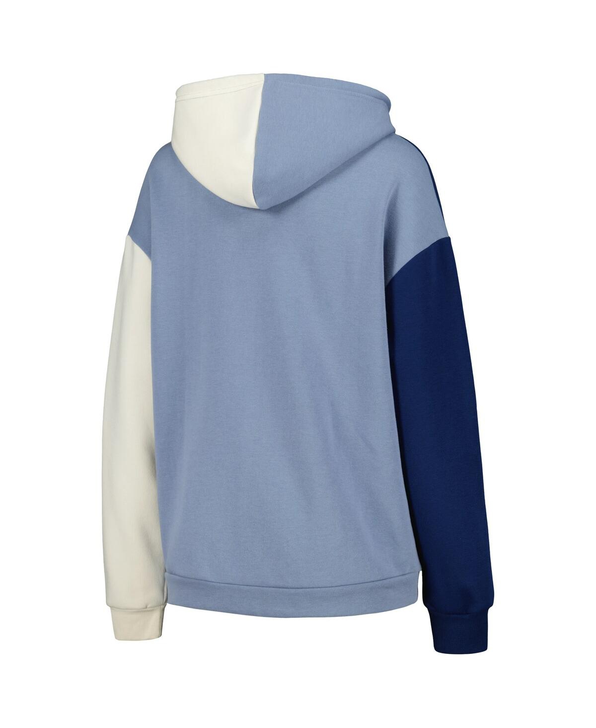GAMEDAY COUTURE WOMEN'S GAMEDAY COUTURE NAVY WEST VIRGINIA MOUNTAINEERS HALL OF FAME COLORBLOCK PULLOVER HOODIE 