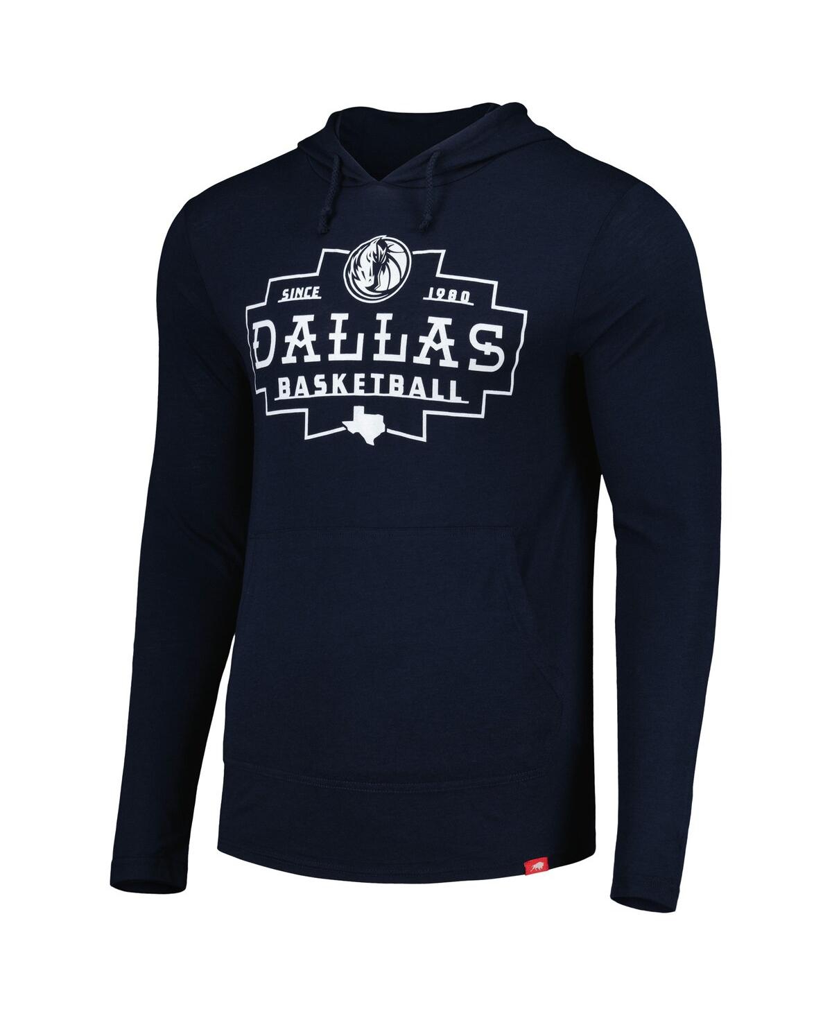 Shop Sportiqe Men's And Women's  Navy Dallas Mavericks Rowan Tri-blend Long Sleeve Hoodie T-shirt