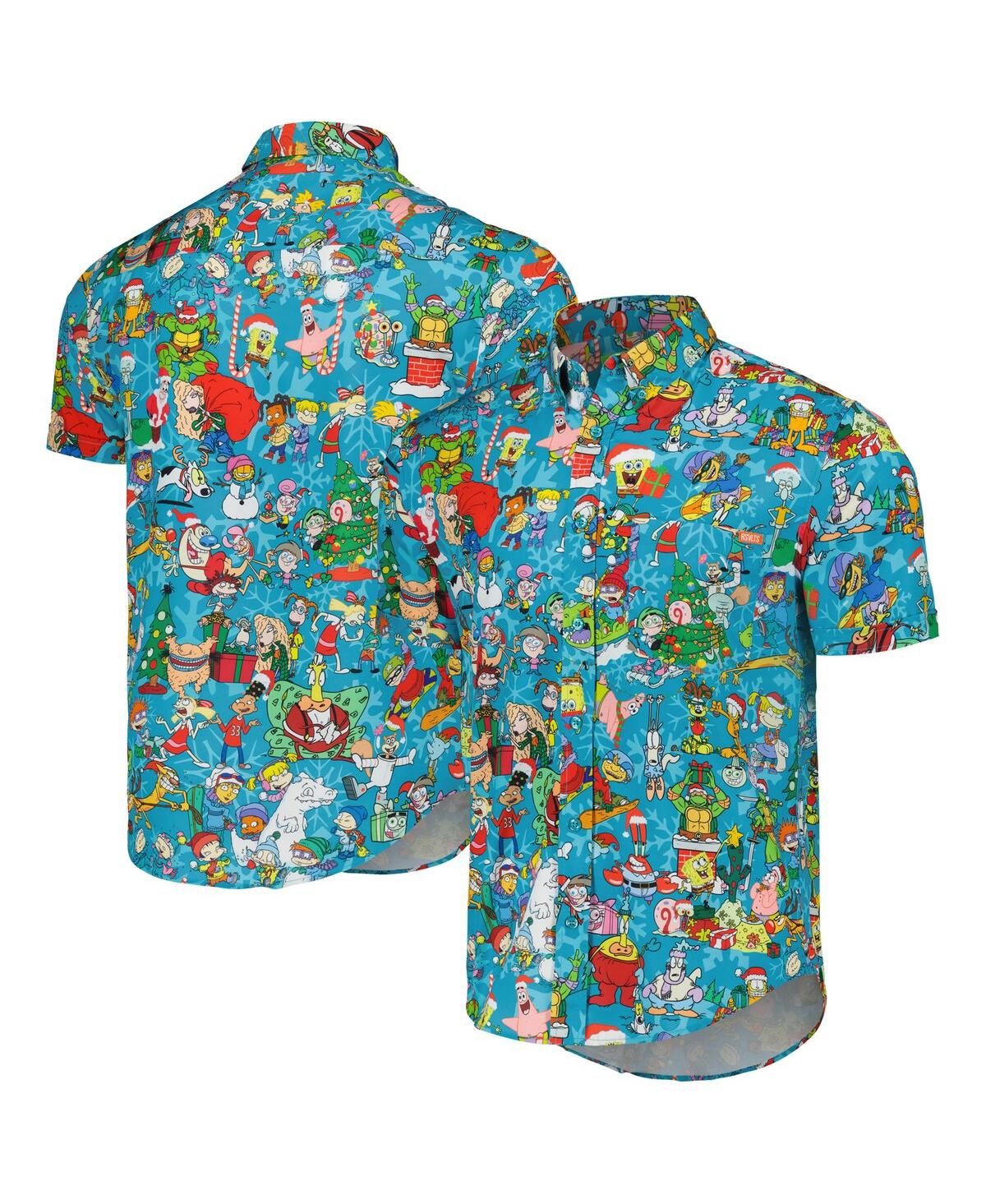 Rsvlts Men's And Women's  Blue Nickelodeon Jolly Mashup Kunuflex Button-down Shirt