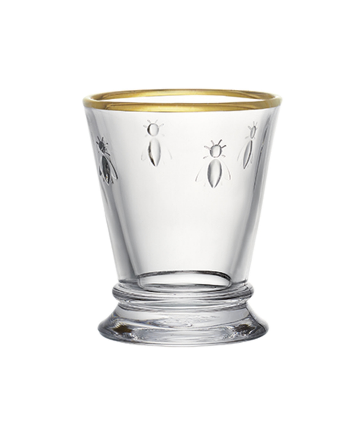 La Rochere Gold Rimmed Napoleon Bee oz. Tumbler, Set of 4 - Clear with Gold Toned Rim