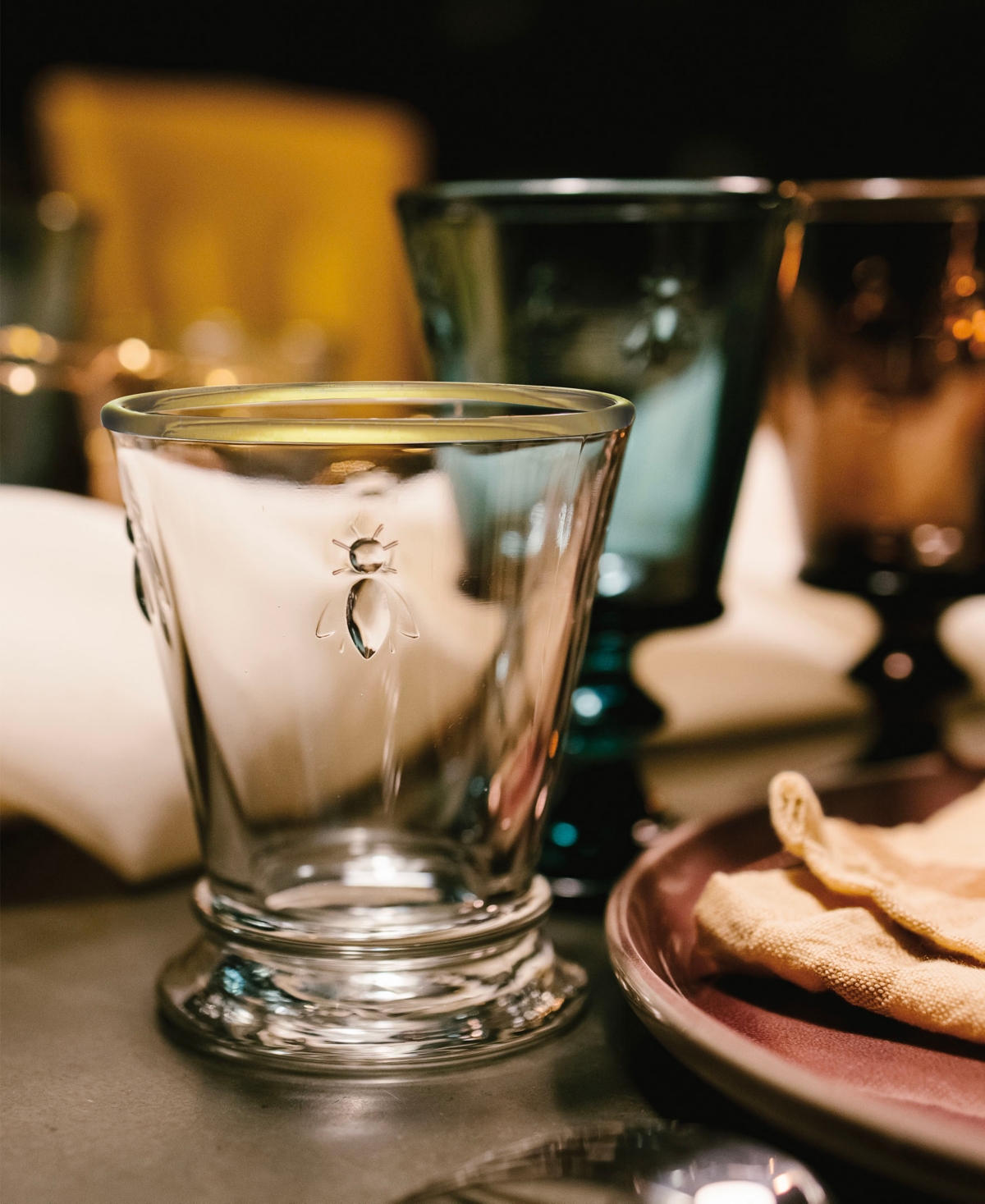 La Rochere Gold Rimmed Napoleon Bee oz. Tumbler, Set of 4 - Clear with Gold Toned Rim