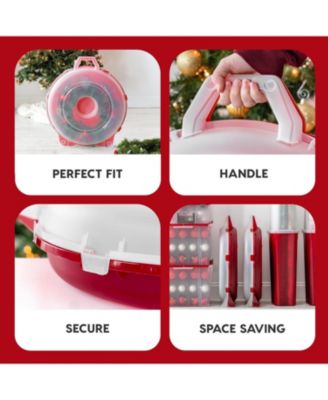 USA 24" Wreath Storage Container Box, Clear/Red