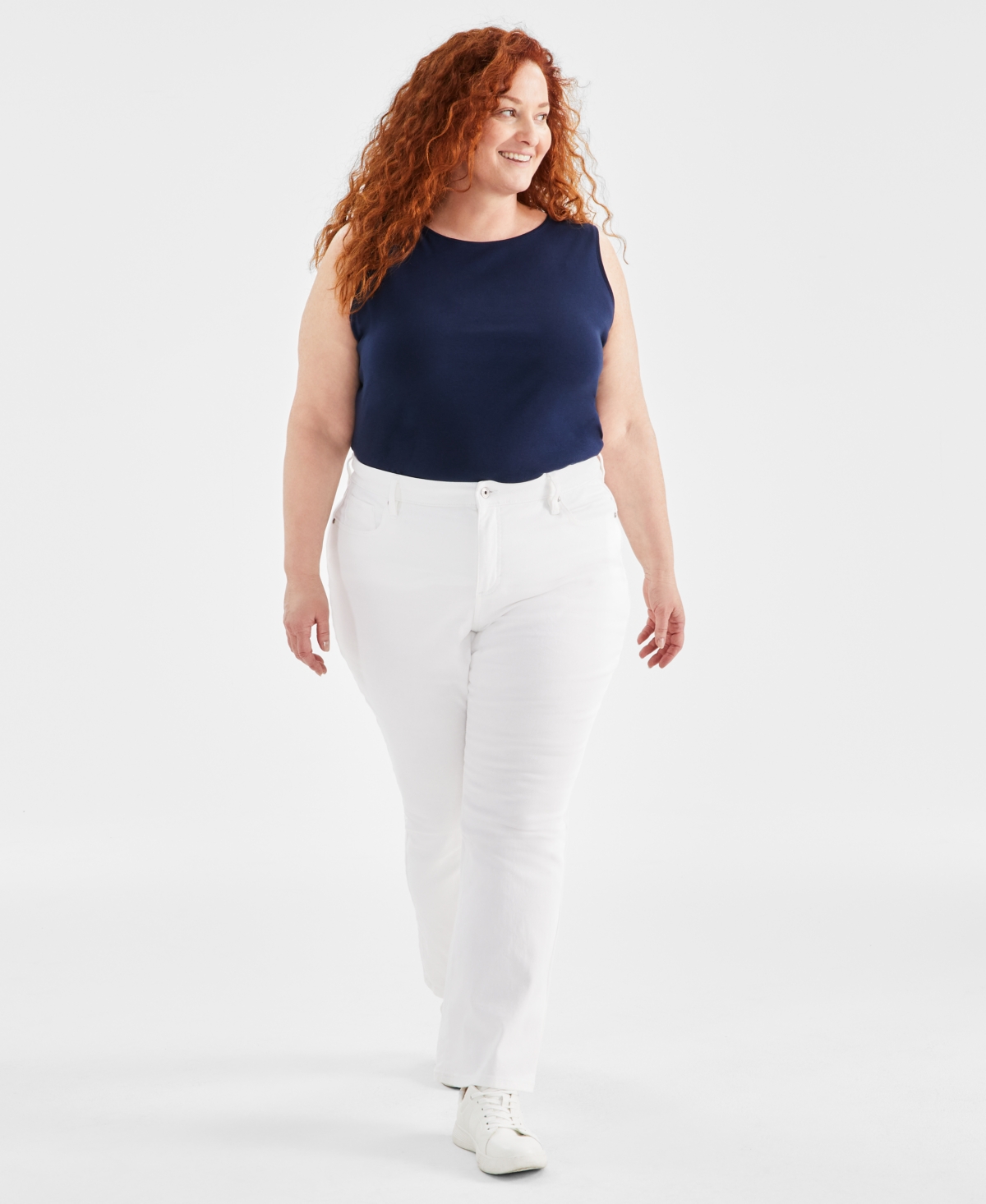 Shop Style & Co Plus Size Mid Rise Curvy Bootcut Jeans, Created For Macy's In Bright White