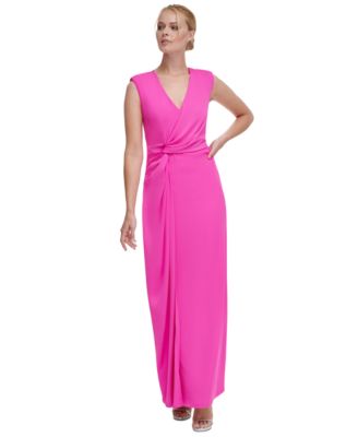 Wrap Dress Dkny Evening Dresses DKNY Women's V-Neck Side-Knot Sleeveless  Gown Macy's