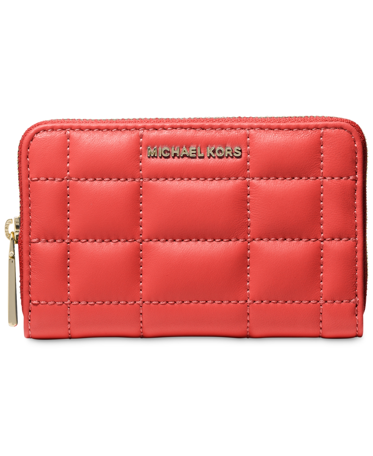 Michael Michael Kors Jet Set Small Leather Zip Around Card Case - Spiced Coral