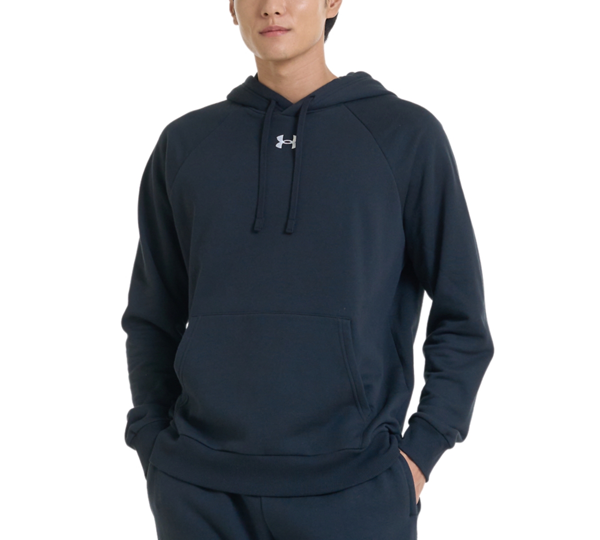 Under Armour Men's Rival Logo Embroidered Fleece Hoodie In Black,wht