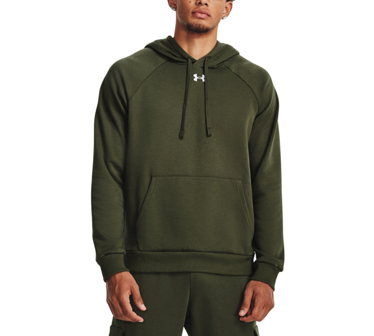 Under Armour Men's Rival Logo Embroidered Fleece Hoodie In Od Green,wht