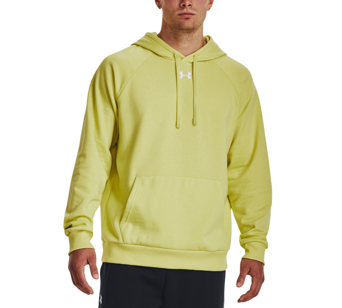 Under Armour Men's Rival Logo Embroidered Fleece Hoodie In Flashlight,wht