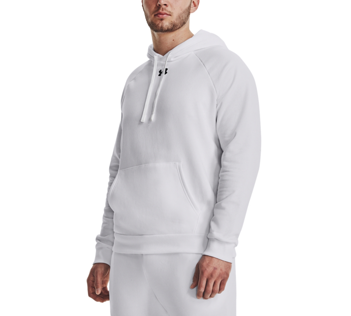 Under Armour Men's Rival Logo Embroidered Fleece Hoodie In White,blk