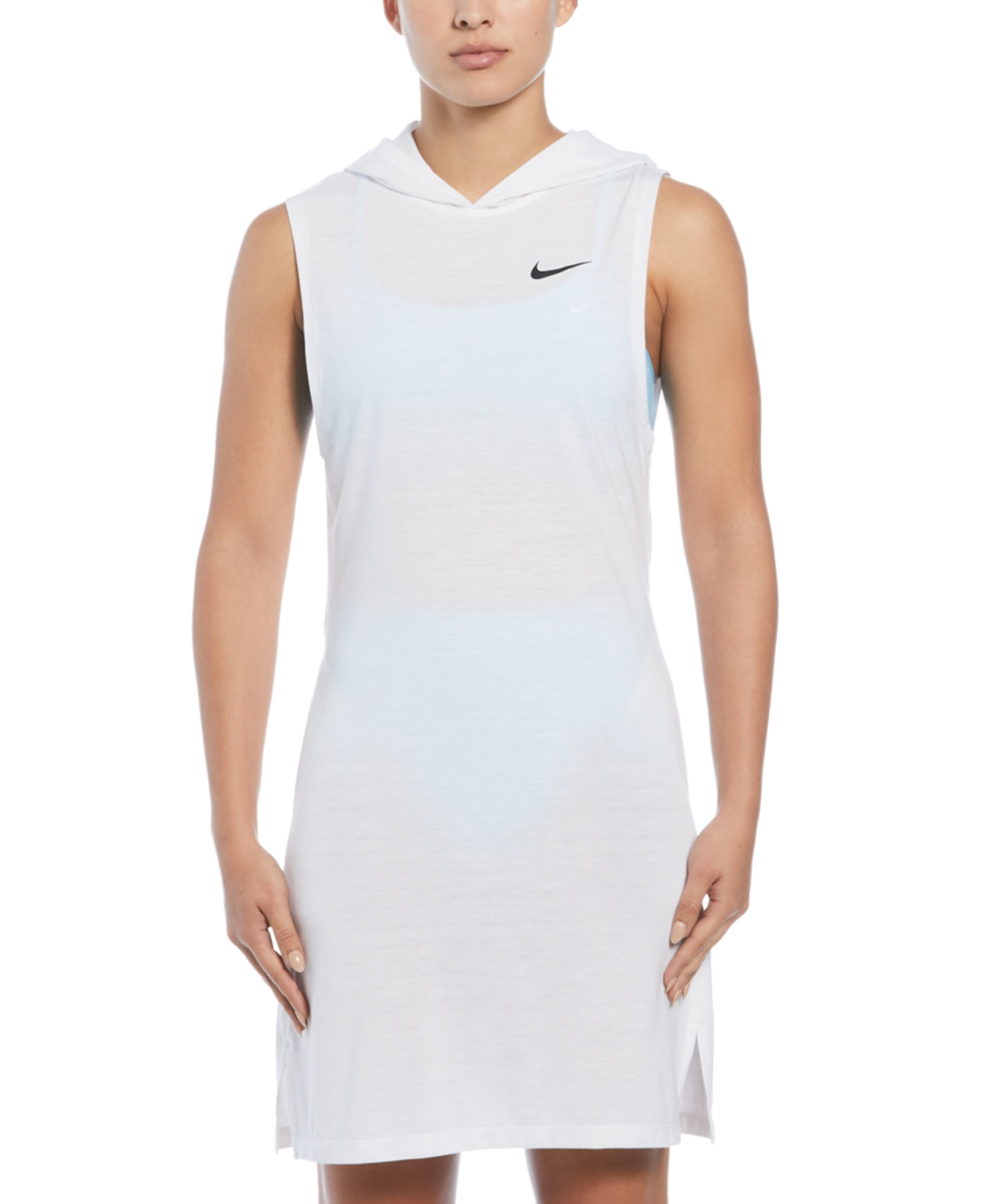 Shop Nike Women's Essential Hooded Cover-up Dress In White