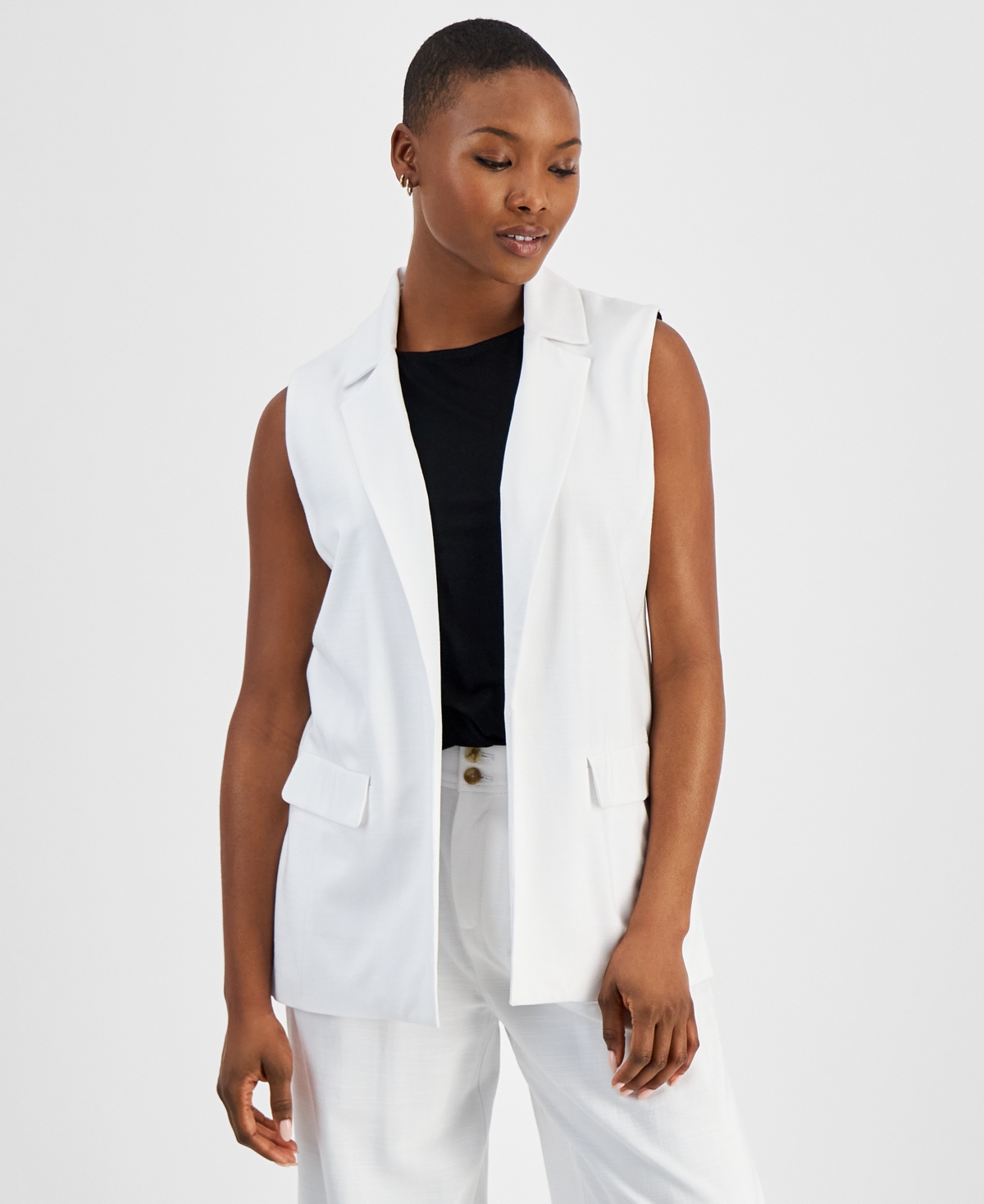 Bar Iii Petite Open-front Long Vest, Exclusively At Macy's