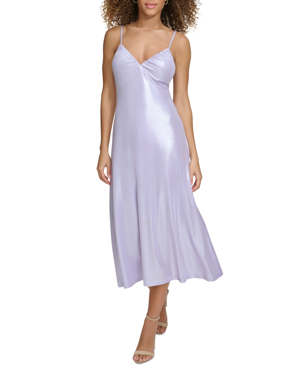 Women's Liquid-Knit V-Neck Midi Slip Dress - Lilac