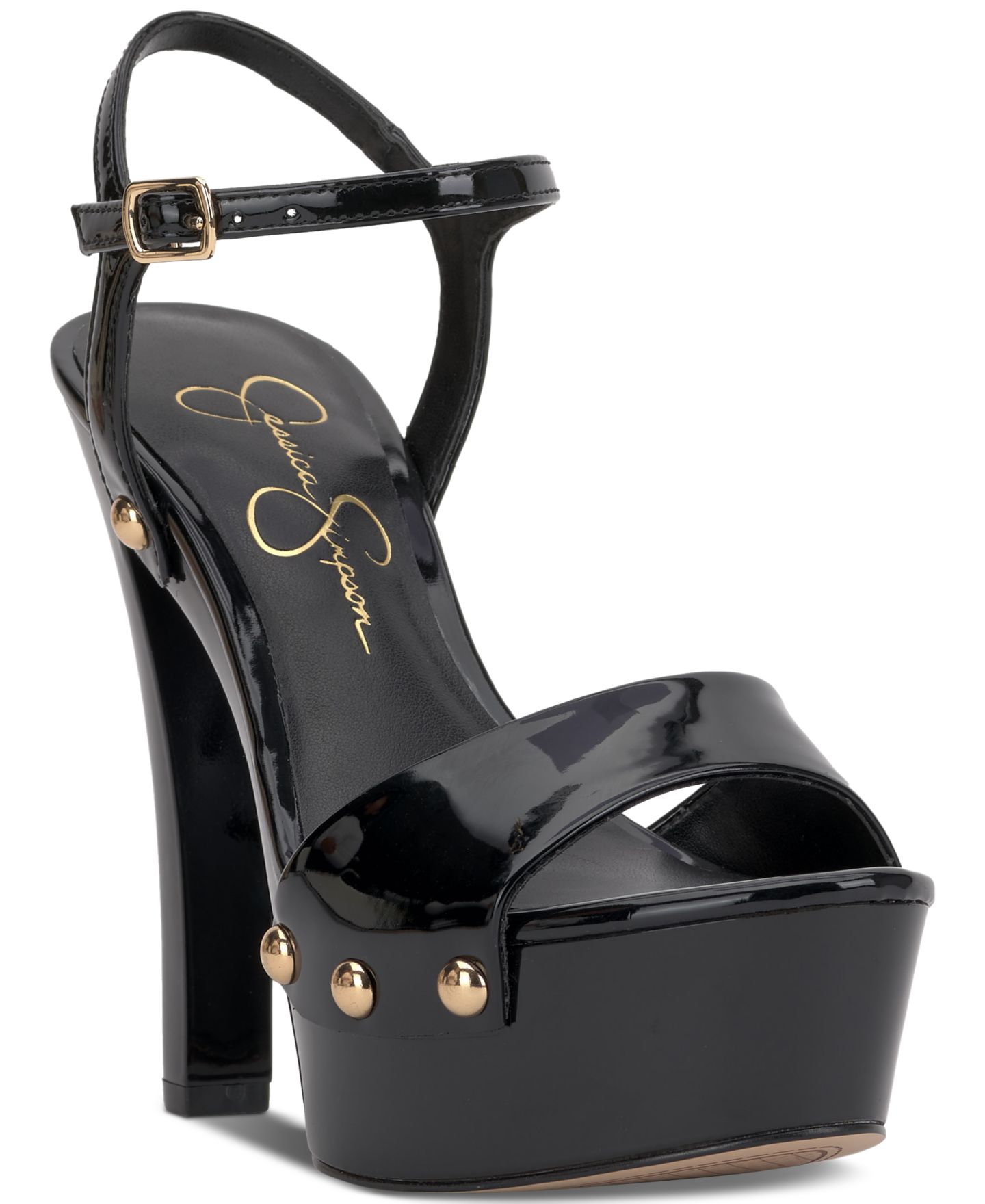 Женские сандалии Jessica Simpson Calenta Platform Dress Sandals, цвет: Чёрный лаковый — фото 1
