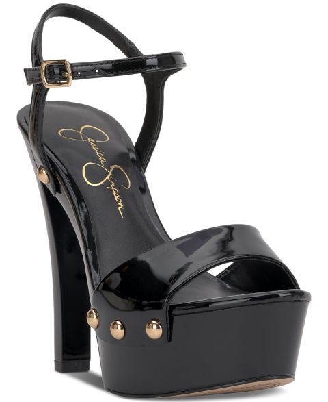 Женские сандалии Jessica Simpson Calenta Platform Dress Sandals, цвет: Чёрный лаковый